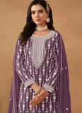 Adorable Embroidered Faux Georgette Sharara Salwar Kameez