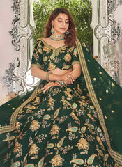 Adorable Green Art Silk Sequins Work engagement Wear Lehenga choli