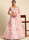 Adorable Pink Net Embroidered Wedding Lehenga Choli For Women