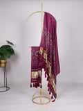 Rosewood Color Printed Gaji Silk Dupatta