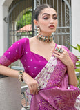 Traditional magenta silk saree with Meena weaving
