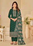 Art Silk Festive Pakistani Salwar Kameez in Green with Sequence work