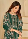 Art Silk Festive Pakistani Salwar Kameez in Green with Sequence work