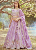 Lavender designer tissue lehenga