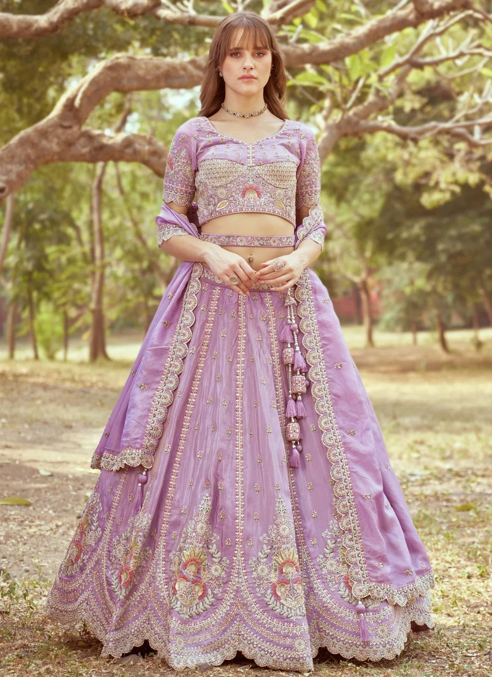 Tissue lehenga choli lavender
