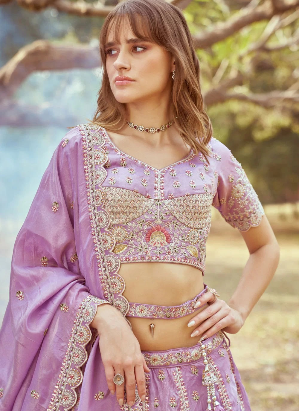 Pastel color lehenga for engagement