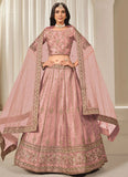 Baby Pink Art Silk Lehenga with Can Can & Embroidery