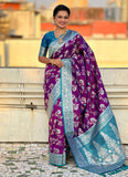 Banarasi Silk Saree for Wedding Functions | Purple Soft Silk