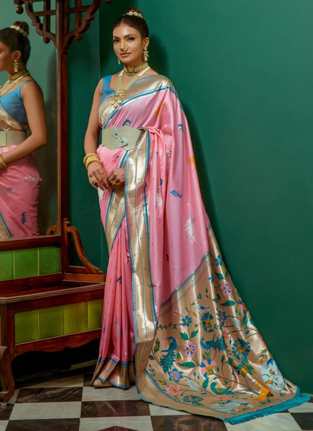 Banarasi Silk Woven Designer Saree In Baby Pink