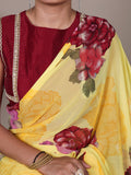 Chiffon saree with red blouse