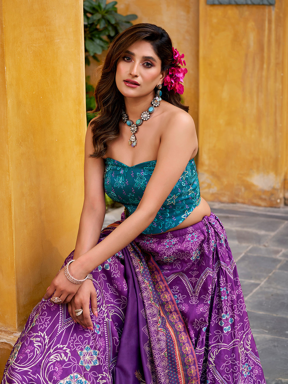 traditional purple lehenga choli set