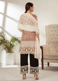 Beige Heavy Butterfly Net Pakistani Suit