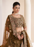 Beige Net Indian Engagement Lehenga With Stone and Sequins Work