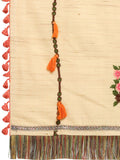 Beige Slub Khadi Floral Embroidered festive Dupatta