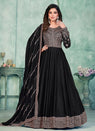 Black Art Silk Anarkali Dress with Intricate Embroidery