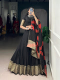Black color Zari Weaving Work Chanderi Chaniya Choli