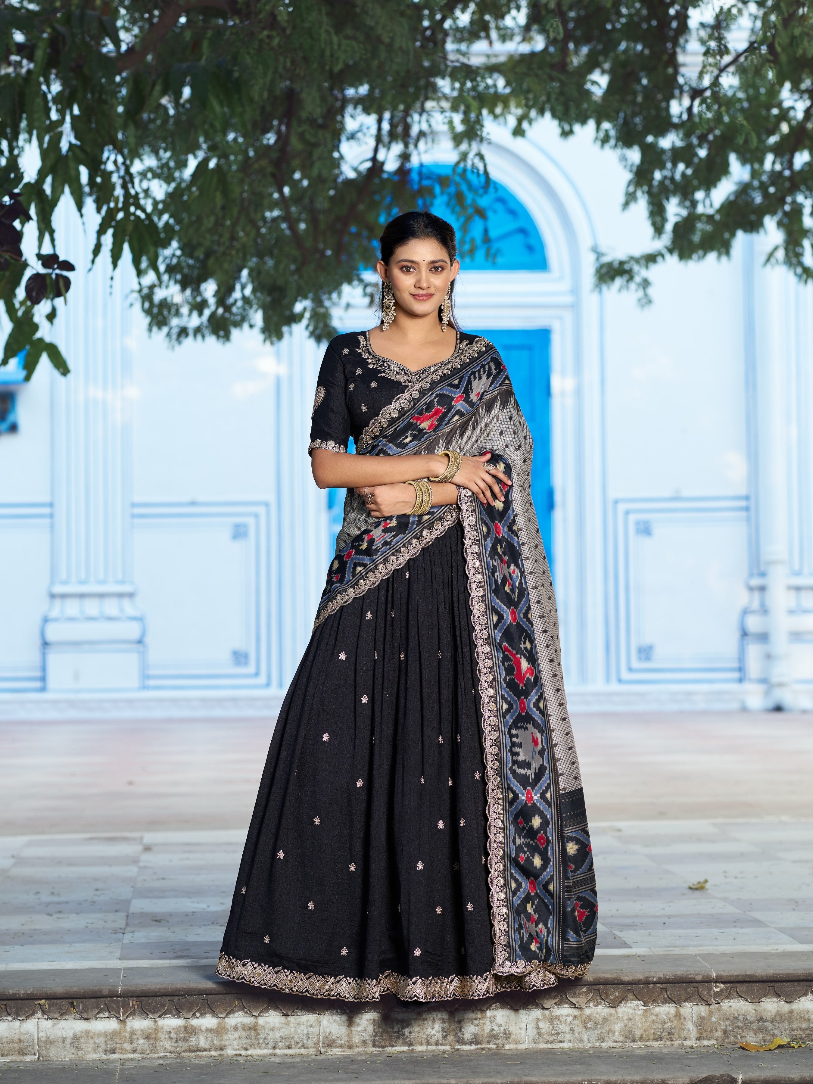 Sequince And Thread Embroidery Work Lehenga Choli