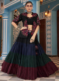 Black Navratri Jacket Style Chaniya Choli with Embroidered Belt and Latkan