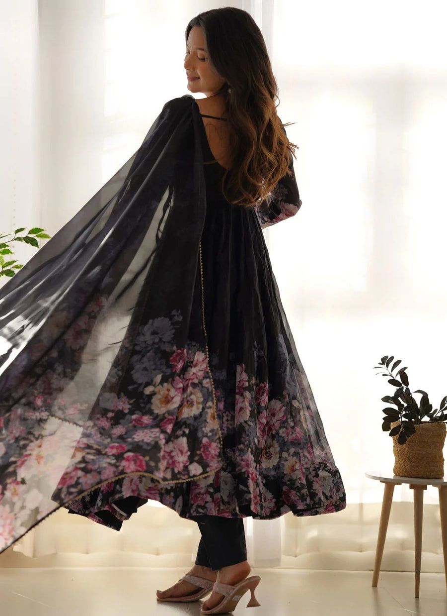 Black Organza Silk Anarkali Suit | Ready to Wear