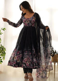 Black Organza Silk Anarkali Suit with Gota Patti Dupatta