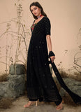 Black Party Wear Thread work Georgette Suit