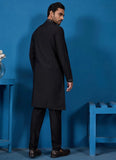 Black Viscose Silk Mirror Work Kurta Pyjama for Men