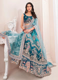 Blue Art Silk Sequins Zarkan Work Engagement Lehenga