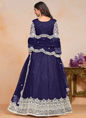 Designer royal blue floor length Anarkali suit for women