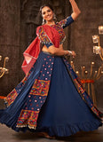 Blue Thread Embroidered Chaniya Choli For Indian Navratri Festival