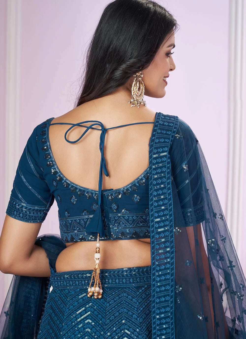 Blue lehenga choli with soft net dupatta