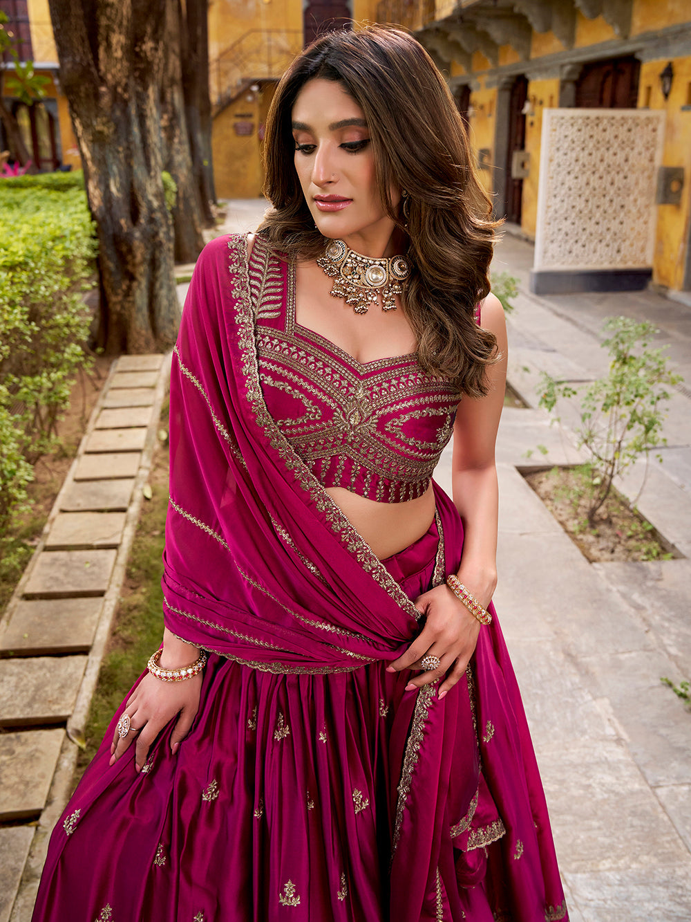 bridesmaid pink lehenga choli