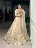 Wedding Cream Lehenga with Thread & Sequin Work