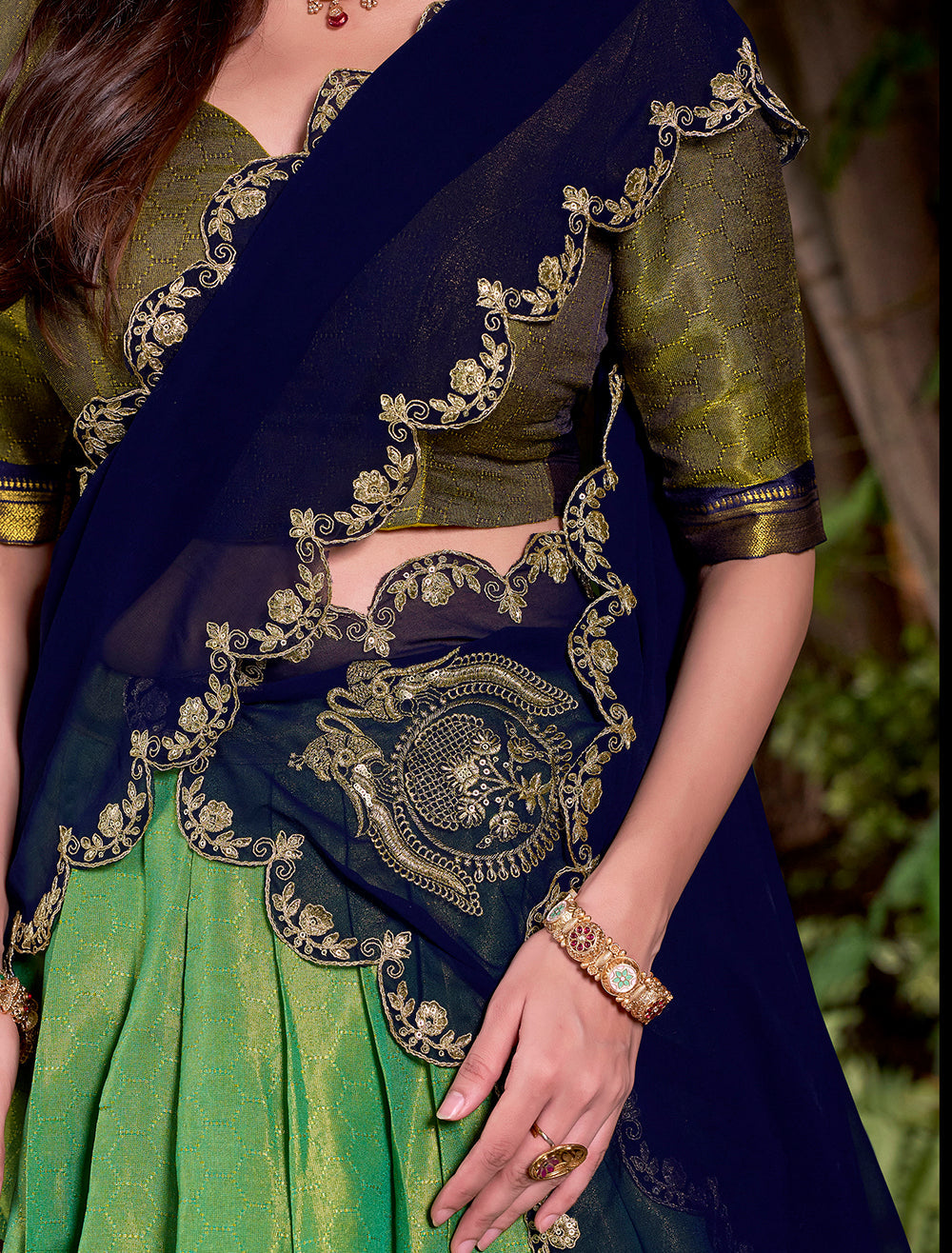 Wedding wear navy blue lehenga set for women
