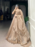 Chiku Color Sequins And Embroidery Work With Gold Crush Lehenga Choli