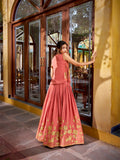 designer salmon lehenga choli