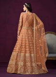 Brown Color Party Wear Anarkali Dress In Net