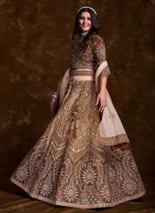 Brown Color Thread Sequins Work Wedding Lehenga Choli