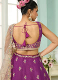 Designer Burgundy Georgette Lehenga for Women | Heavy Embroidered Party Wear Lehenga
