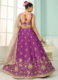 Burgundy georgette lehenga choli with sequins, stone work and organza dupatta