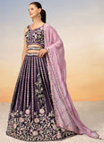 Burgundy Luxurious Indian Wedding Lehenga with Heavy Embellishments Of Sequins and Coding thread