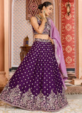Designer burgundy reception lehenga for women