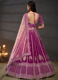 Burgundy Silk Moti Zarkan and Sequins Work Bridesmaids Lehenga