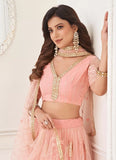 Butterfly Net Designer Lehenga Choli In Peach