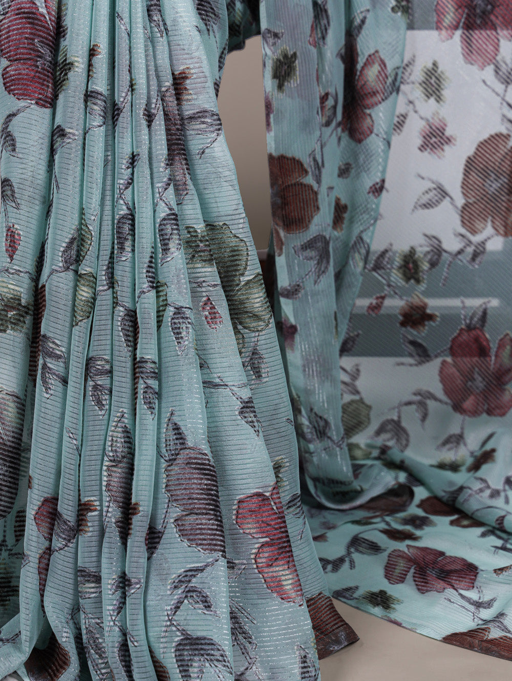 Sea green party wear saree