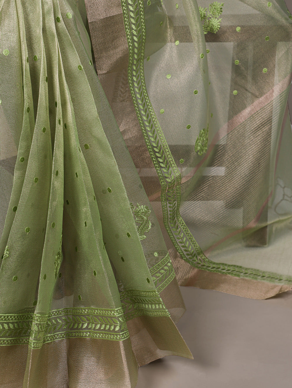 Designer pista color festive saree
