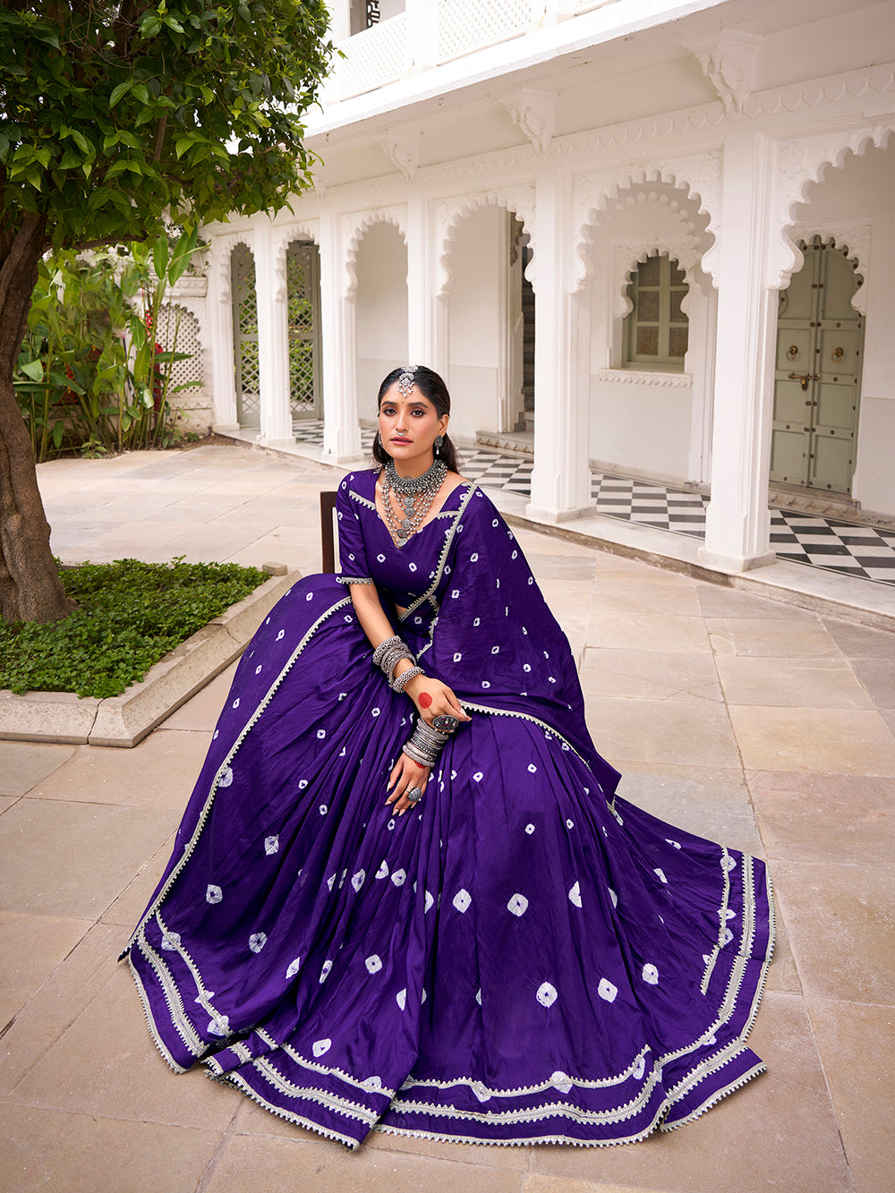 Purple Chaniya Choli with Lace Border