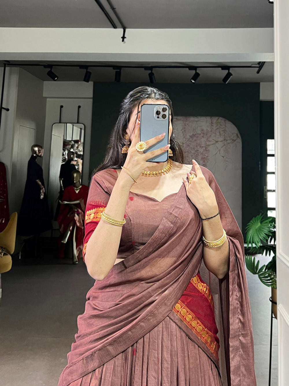 Chanderi Lehenga Set with Dupatta