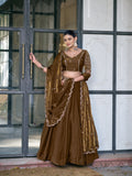 Brown Color Wedding Wear Fendi Lehenga Choli
