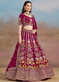 Pastel Pink Multicolor Embroidery Lehenga