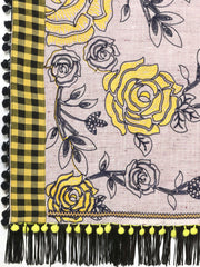 Chex Panel Rose Khadi Cotton Embroidered Festive Dupatta In Grey